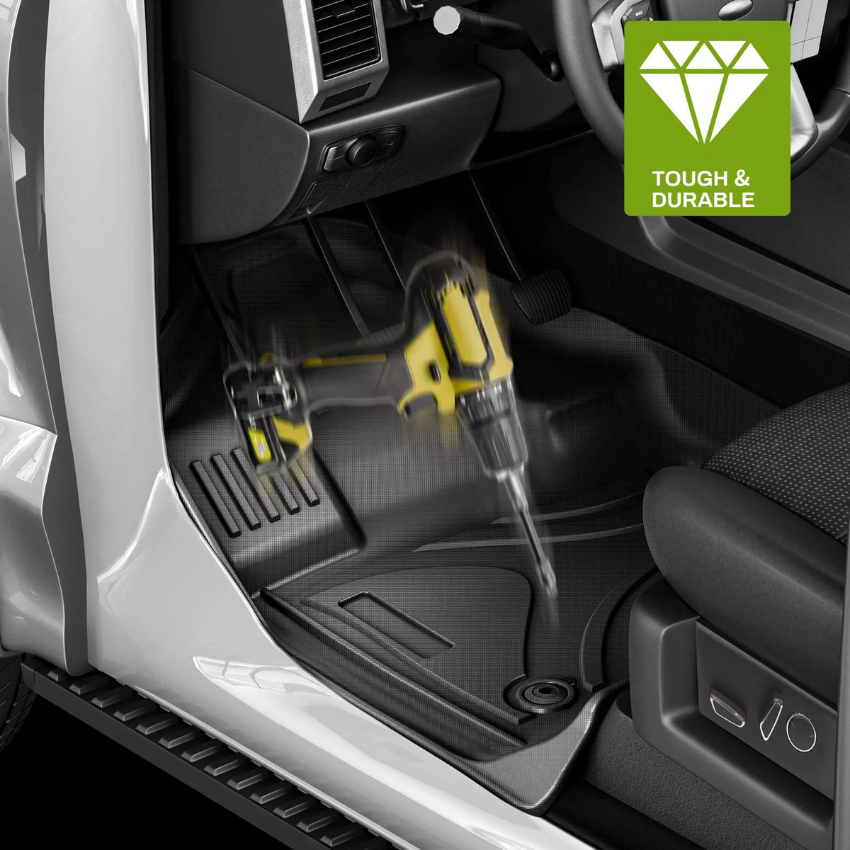 Ledkingdomus Floor Mats For 2019-2023 Chevy Silverado Crew Cab Floor Mats with Underseat Storage Box