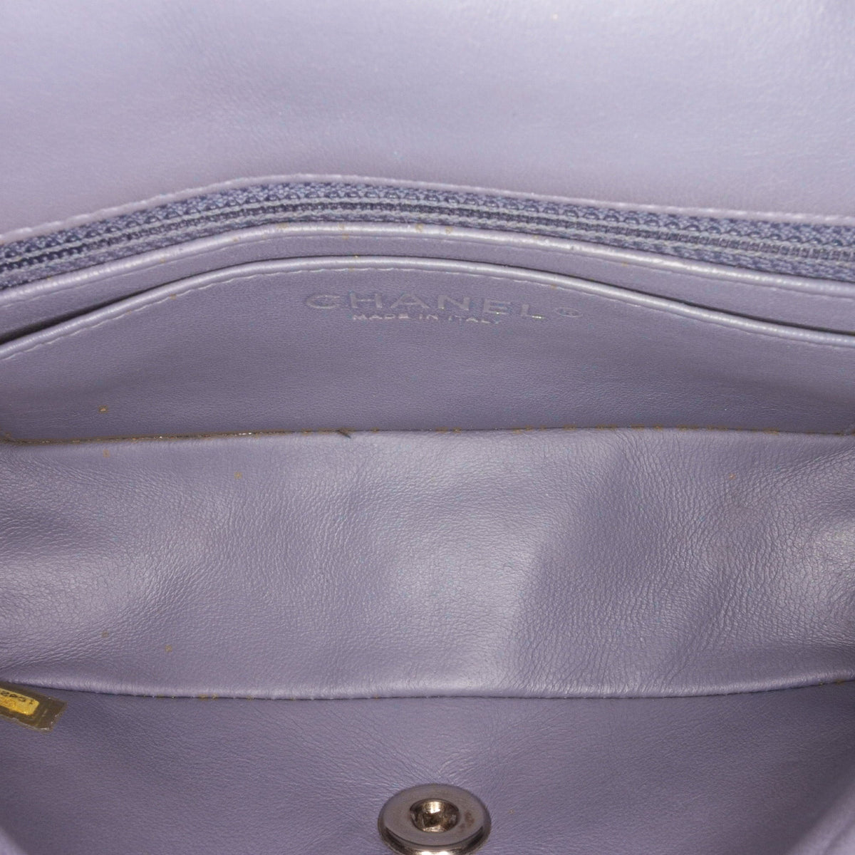Pre-Owned Authenticated Chanel Mini Classic Lambskin Rectangular Single Flap Leather Gray Crossbody Bag Unisex (Fair)