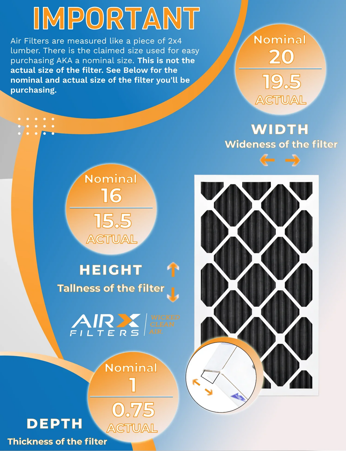 16x20x1 Air Filter MERV 8 Rating, 12 Pack of Furnace Filters Comparable to MPR 700, FPR 5, Pet Odor Retention Filters - Made in USA by AIRX FILTERS WICKED CLEAN AIR.