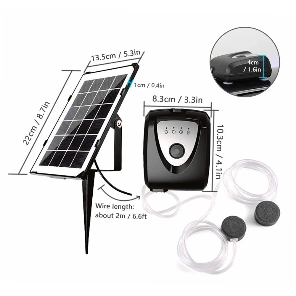 Air Pump,Pond Pump Aerator Pump Fish Aerator Reable Fish Pipe Bubble Stone Ponds Pools liquid 6v 3.5w Solar Stone Pond With Dual Solar Air Pump Pond Aerator Ponds Zdhf