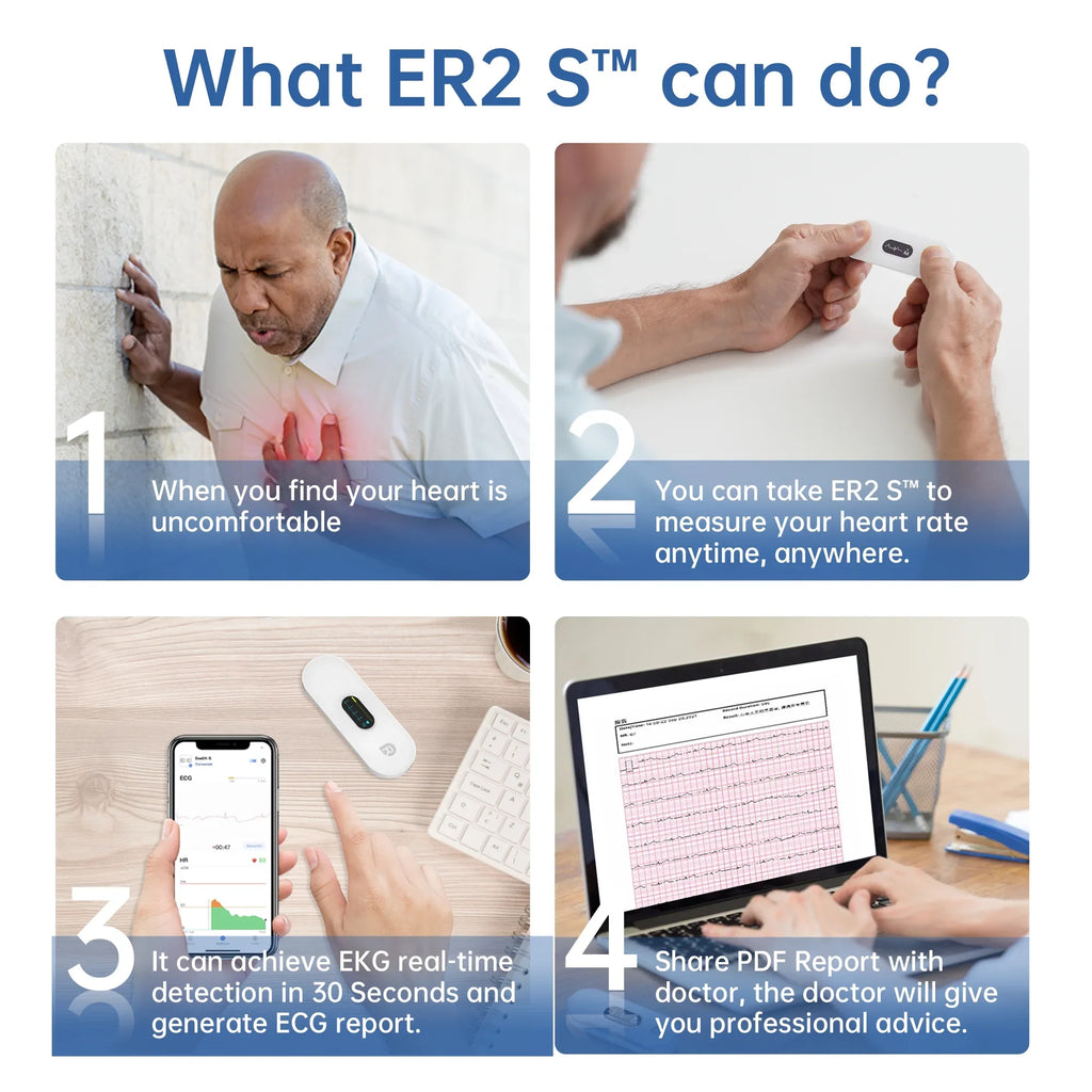 Wellue ECG Heart Monitor with Screen Display,Handheld Bluetooth Personal EKG Monitor with Heart Rate Tracker for Home Use,30s-5mins Measurement,Unlimited Storage Free APP