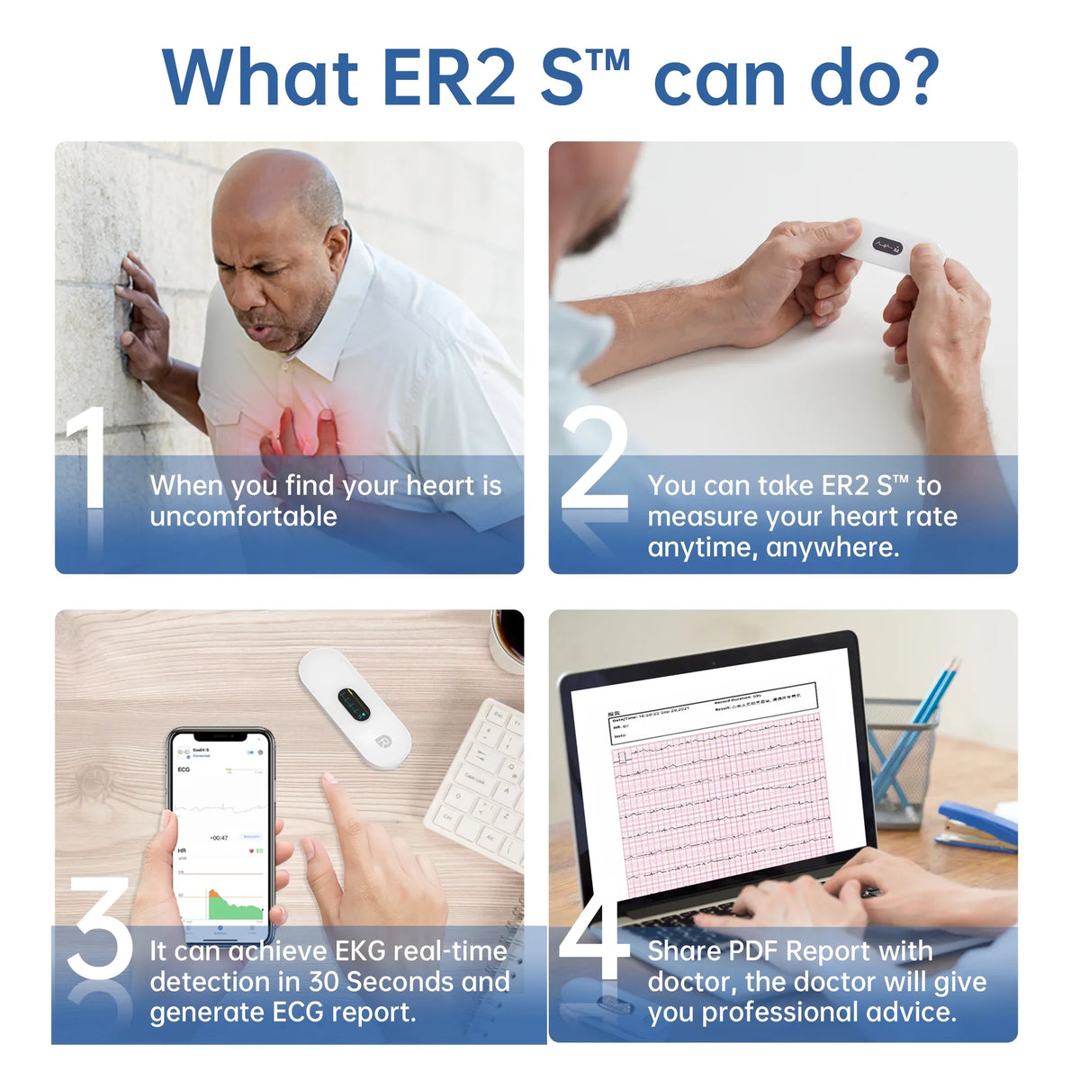 Wellue ECG Heart Monitor with Screen Display,Handheld Bluetooth Personal EKG Monitor with Heart Rate Tracker for Home Use,30s-5mins Measurement,Unlimited Storage Free APP