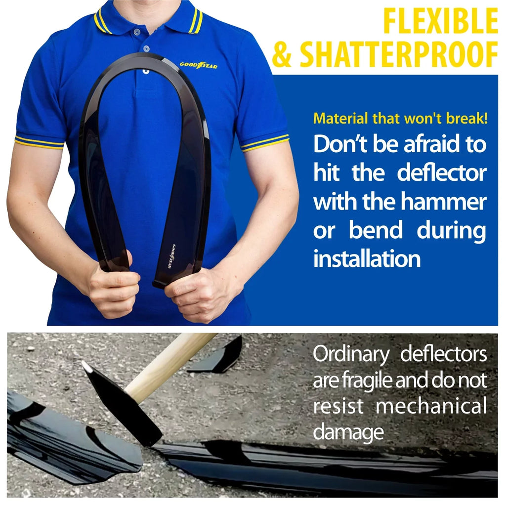 Goodyear Shatterproof in-Channel Window Deflectors for  F150 2021-2024 Regular Cab/SuperCrew/SuperCab, Rain Guards, Window Visors for Cars, Vent Deflector, Car Accessories, 2 pcs - GY003497