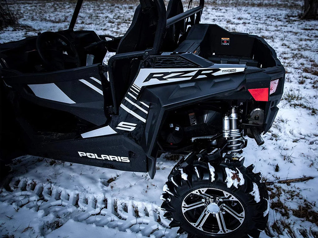 4" Stock|FF-P-RZR-001#ASIN. SuperATV Fender Flares Mud Guards for 2016|2020 Polaris RZR S 1000/2019|2020 RZR S4 1000|2 Front Flares, 2 Rear Flares|8.5" of Protection on Each Side vs