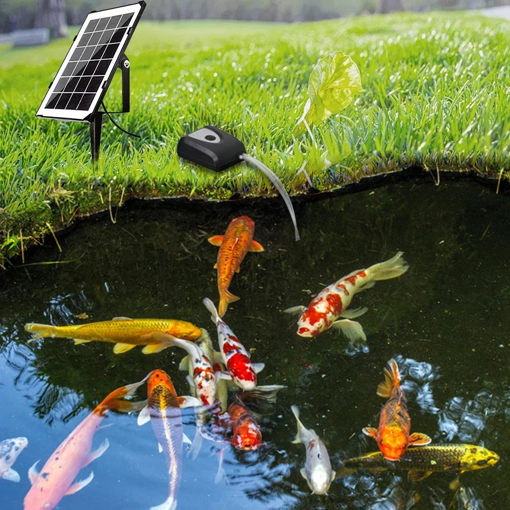 Air Pump,Pond Pump Aerator Pump Fish Aerator Reable Fish Pipe Bubble Stone Ponds Pools liquid 6v 3.5w Solar Stone Pond With Dual Solar Air Pump Pond Aerator Ponds Zdhf