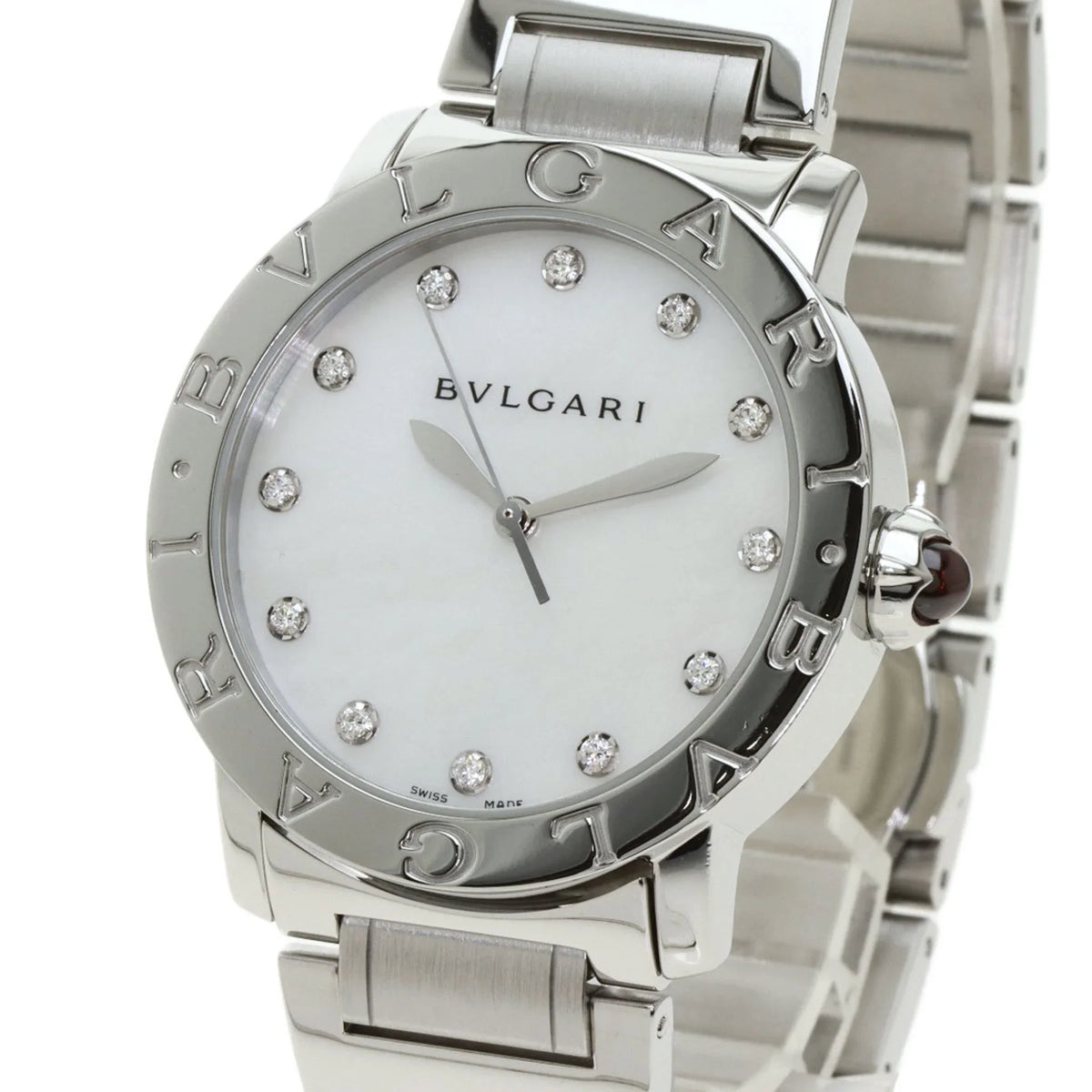 Pre-Owned Bulgari BB37S 12P Diamond Watch Stainless Steel/SS Men's BVLGARI (Good)