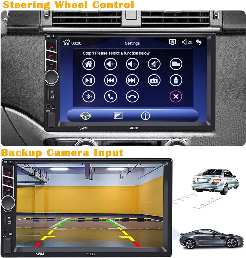 Binize 7 inch Car Stereo Radio appropriate with Carplay Android Auto Double Din Touchscreen Bluetooth Head Unit/MP5 Player/FM/AM,Support Reversing Image Input/Steering Wheel Control/USB/Remote