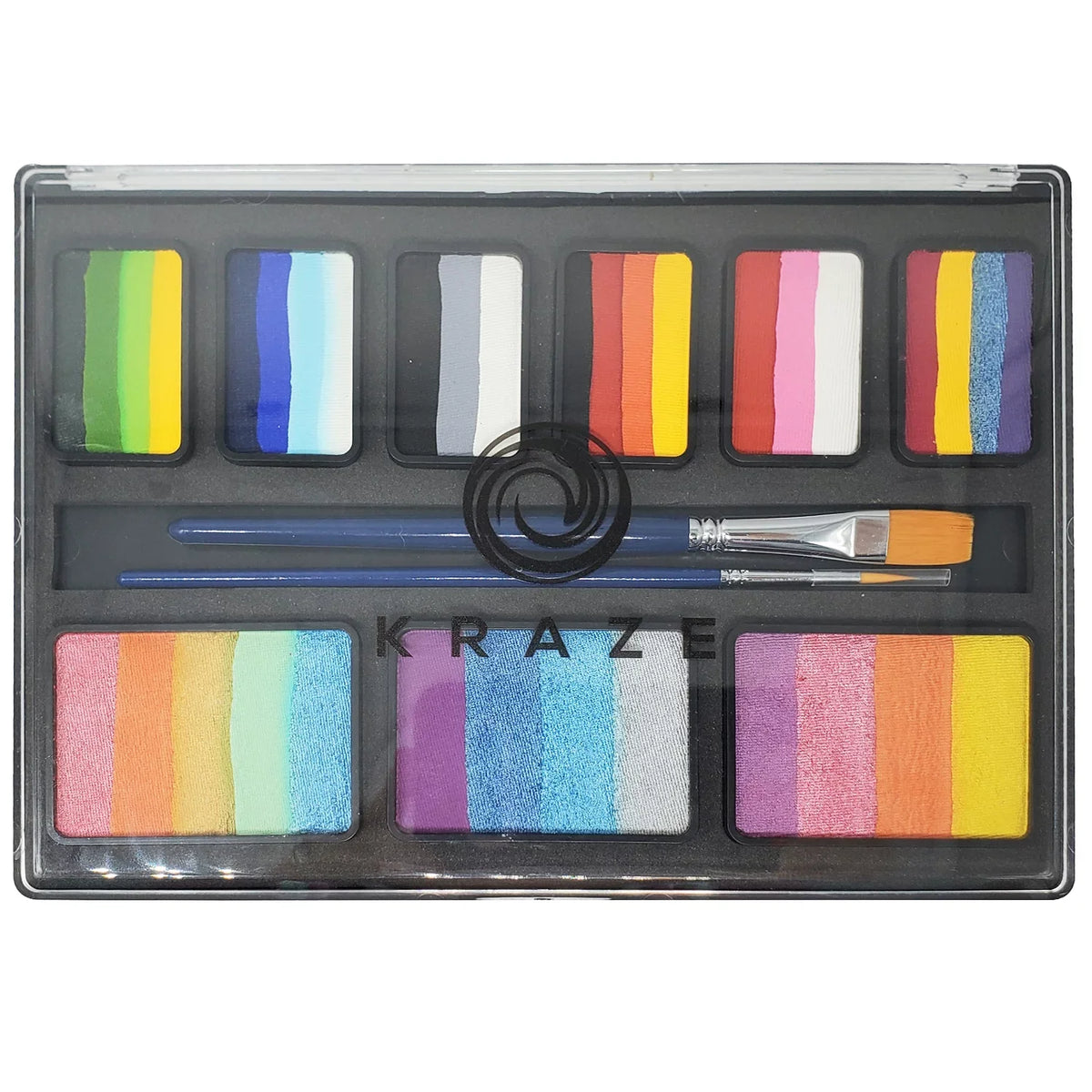 Kraze FX Celebration Professional Face Painting One Stroke Split Cake Palette, aqua Activated, Hypoallergenic, Safe, Non Toxic Halloween Party Makeup Face Paint Kit for Sensitive Skin, Kids & Adults