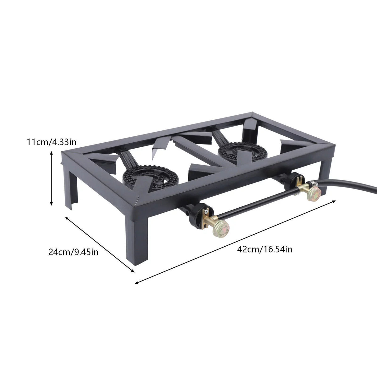 8KW/27295BTU Portable 2 Burners Outdoor BBQ Camping Gas Stove Hiking Propane Cooker W/ Hose