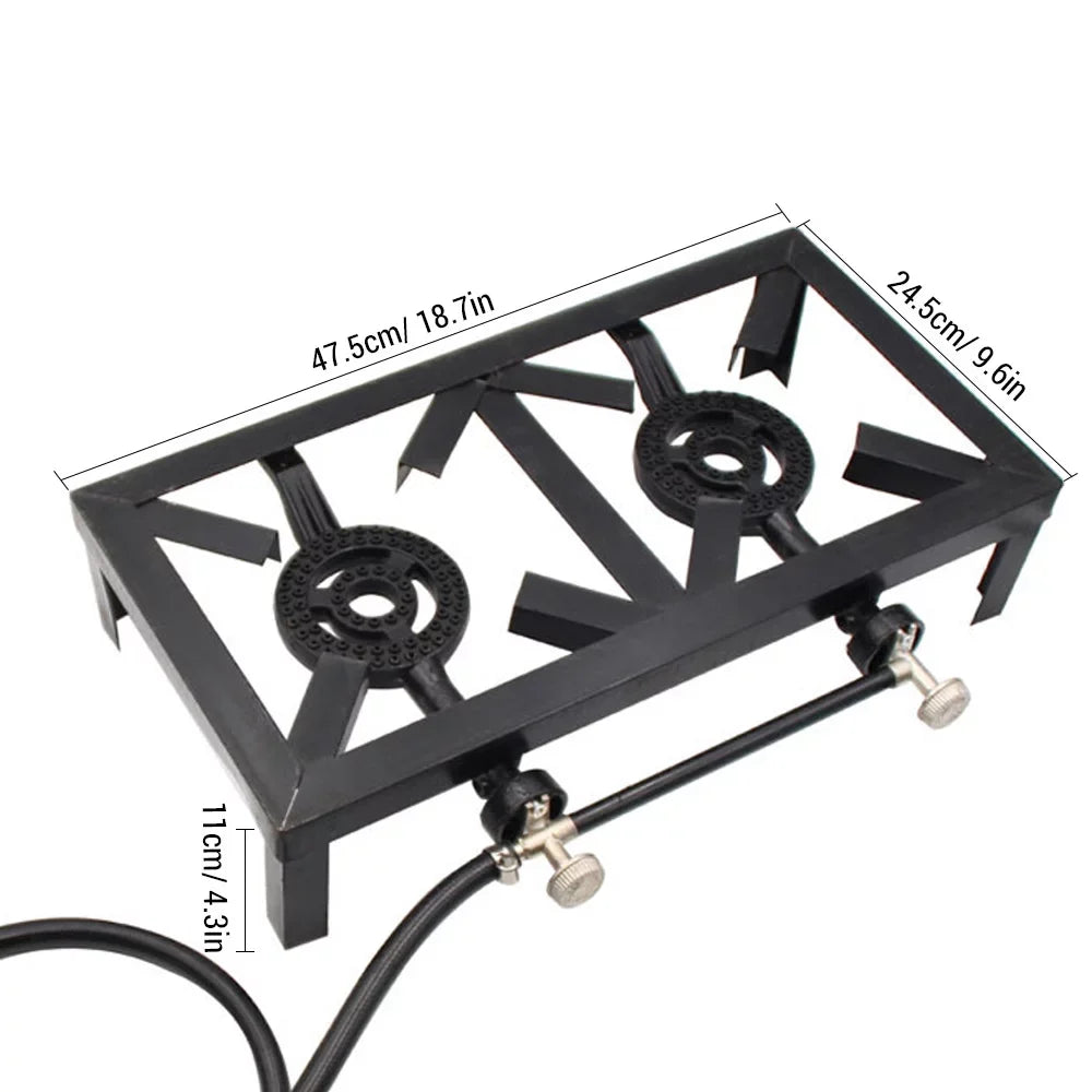 Anself Propane Gas Double Cast Iron Stove for Patio Camping BBQ Cooking (Standard), Durable and Reliable Furnace for Cooking Needs
