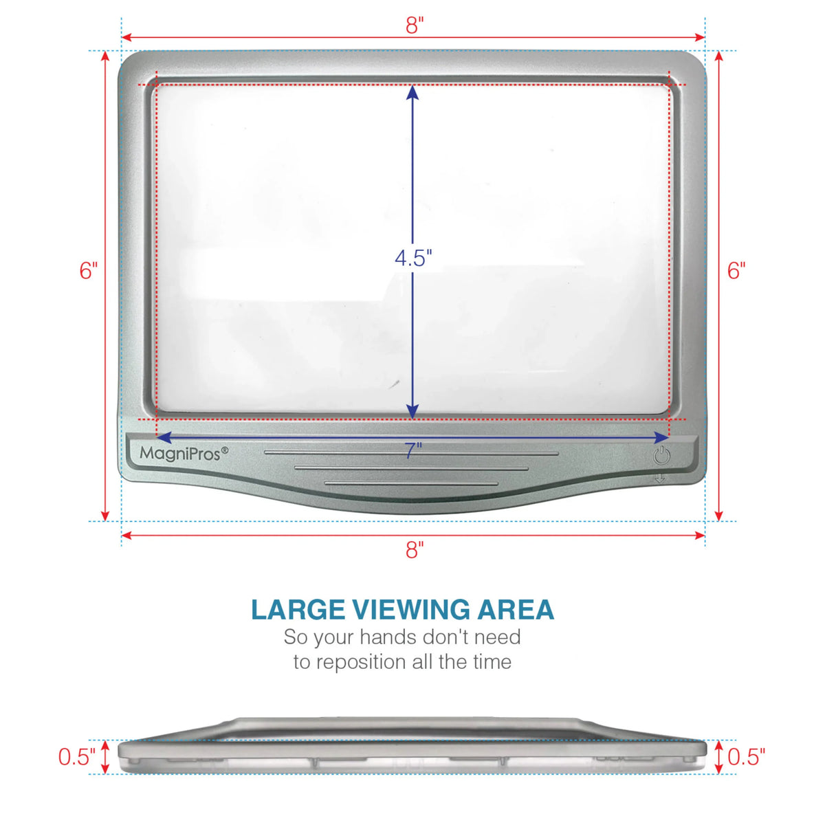 MagniPros 5X Large LED Page Magnifier for Reading & Anti-Glare Lens to Reduce Eye Strain-Perfect for Small Print, Aging Eyes, Low Vision & Seniors