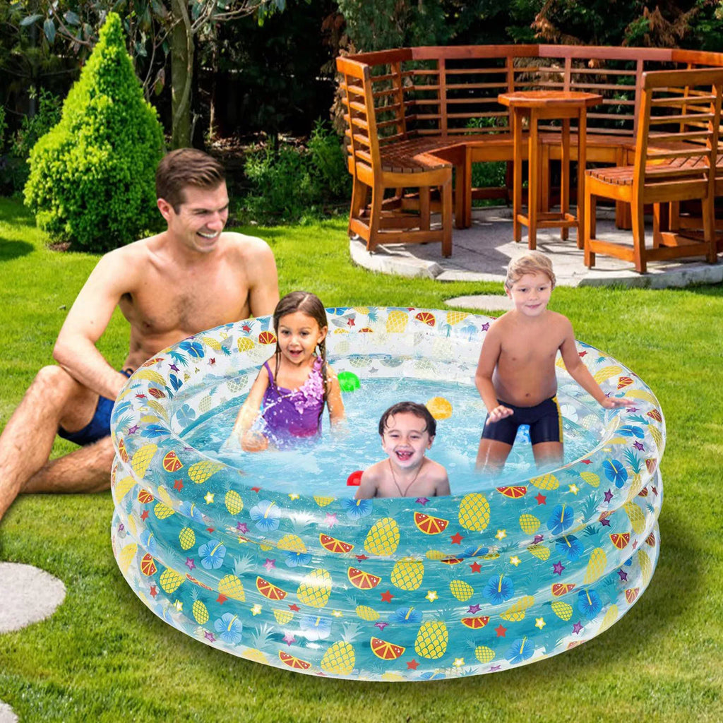 Inflatable Family Pool,iMounTEK Foldable Baby Swimming Pool with 3 Velvets aqua Drain Plug for Indoor Backyard Beach, 59x21in