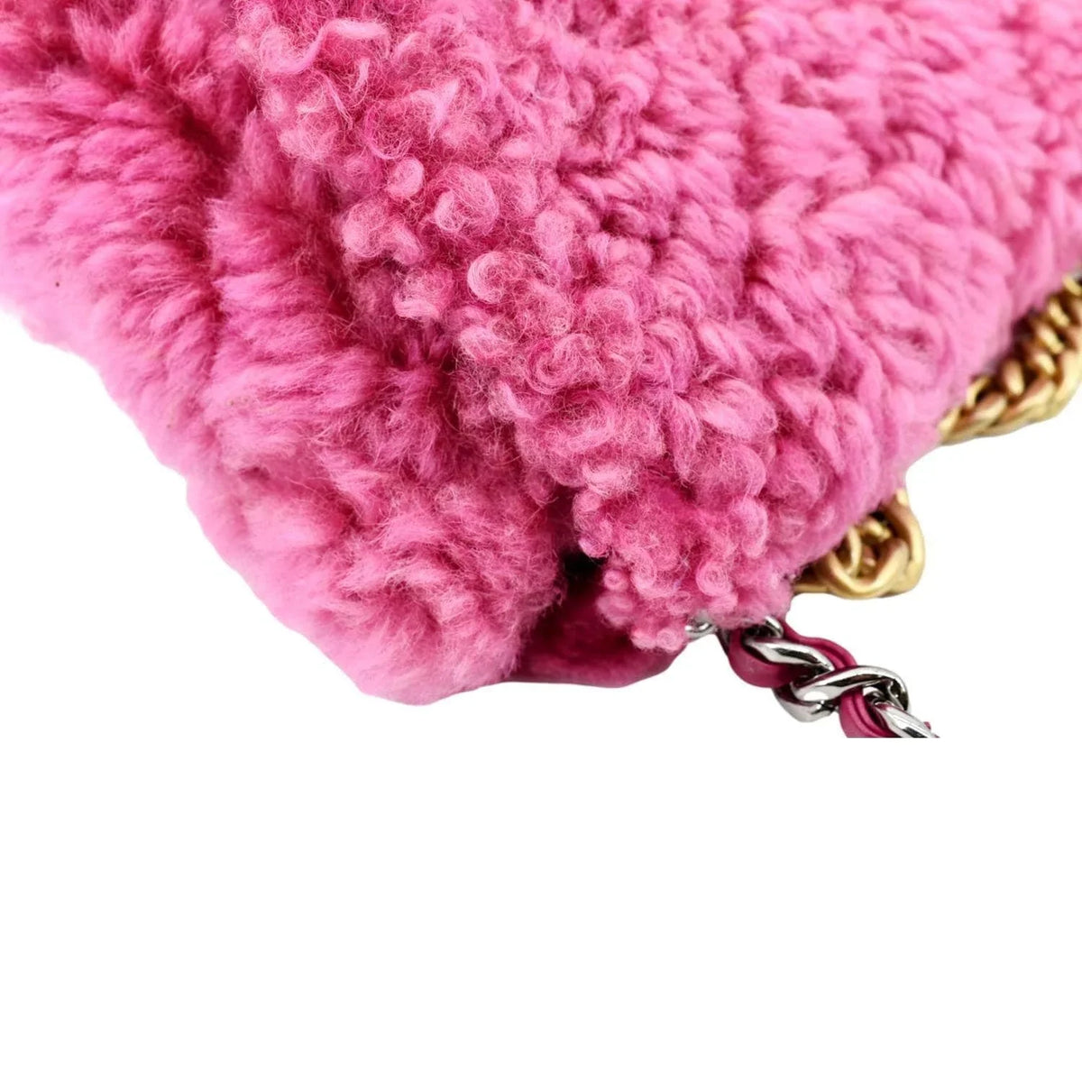 Pre-Owned CHANEL 19 Flap Shearling Sheepskin Shoulder Bag Pink