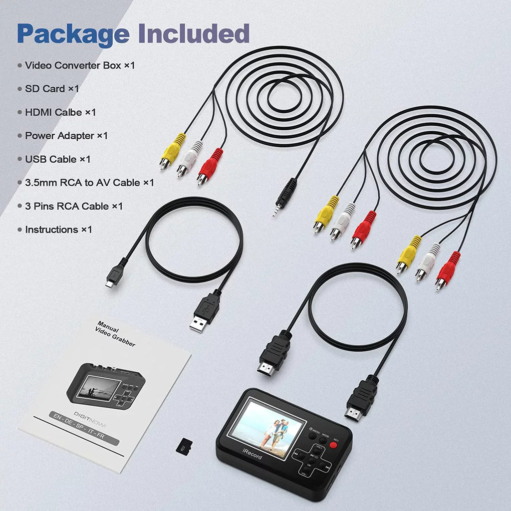 DIGITNOW Video to Digital Converter, VHS to Digital Converter to Capture Video from VCR, VHS Tapes, Hi8, Camcorder, DVD, TV Box