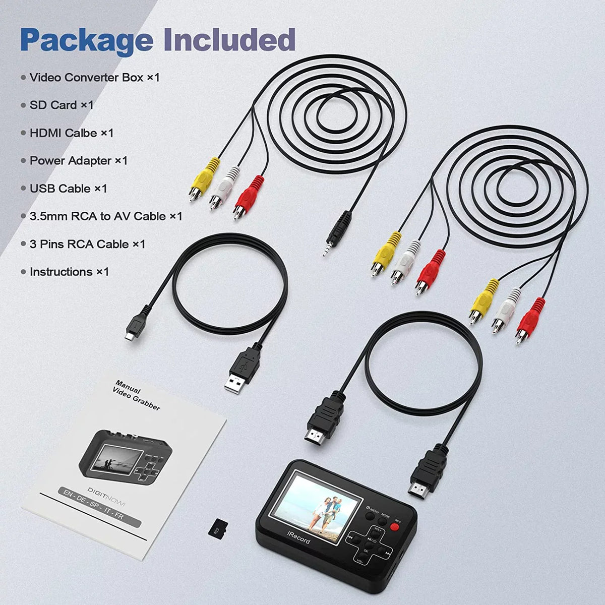 DIGITNOW Video to Digital Converter, VHS to Digital Converter to Capture Video from VCR, VHS Tapes, Hi8, Camcorder, DVD, TV Box