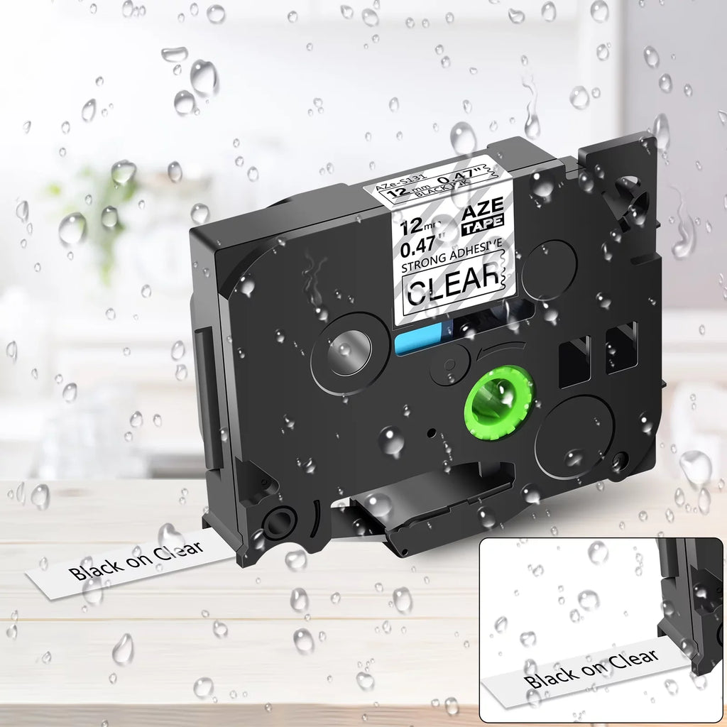 GREENCYCLE 8PK suitable for Brother P-touch Black on Clear 12mm TZ TZe TZe-S131 TZ-S131 TZ-131 TZe-131 Extra Strength Laminated Label Tape