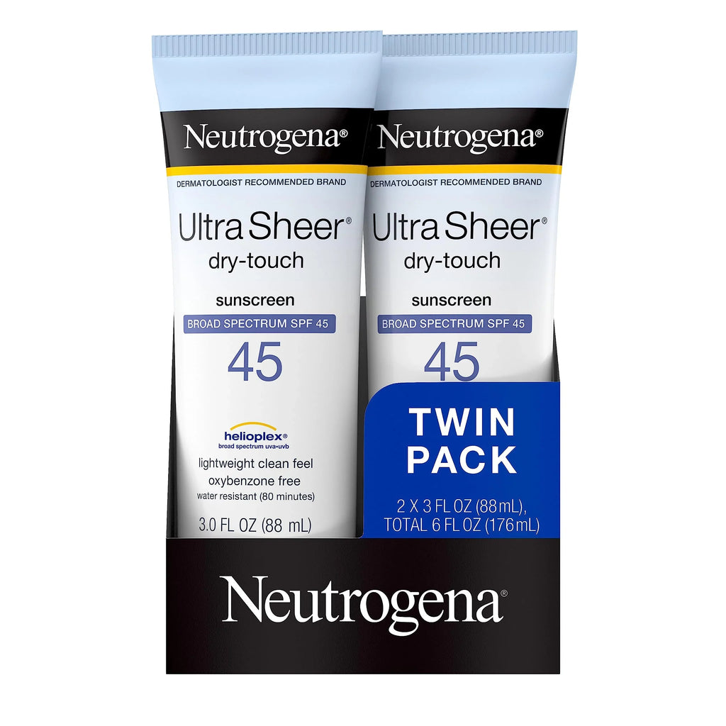 Oz, (Pack Of 2). Neutrogena Ultra Sheer Dry-Touch moisture immune And Non-Greasy Sunscreen Lotion With Broad Spectrum Spf 45, 3 Fl