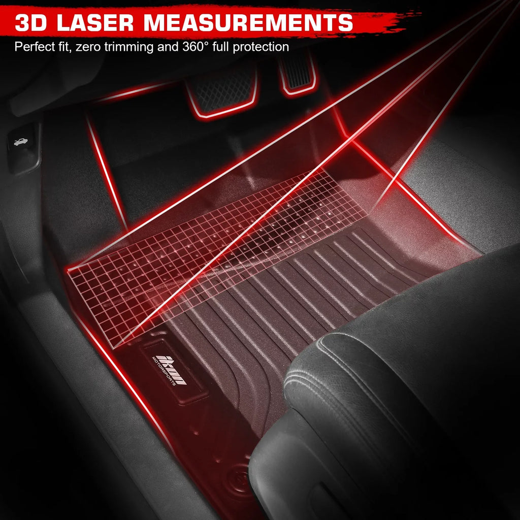 Ikon Motorsports 3D TPE Floor Mats + Trunk Mat, suitable with 2022-2024 Honda Civic Black All atmospheric conditions Waterproof Anti-Slip Floor Liners Front & 2nd Row Full Set Interior Storage wrap Accessories