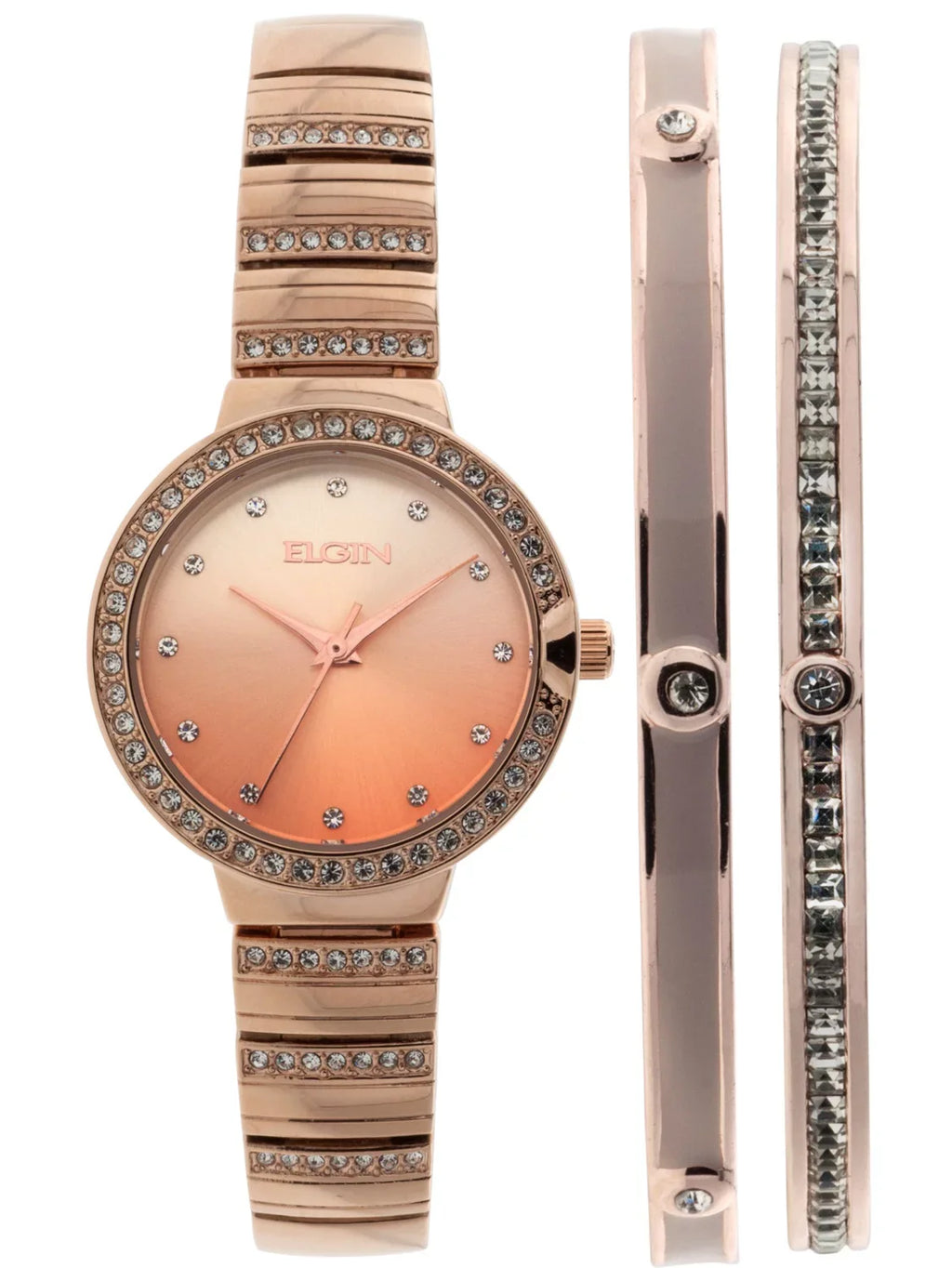 Elgin Adult Female Analog Watch and Bracelet 3pc Set in Rose Gold (EG160012RGST)
