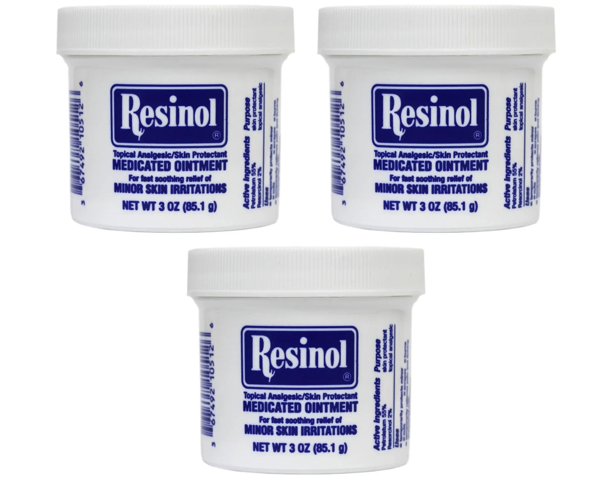 Resinol Medicated Ointment For Itch Relief And Protection Of Skin Rashes and Irritations, 3 Ounce Jar - 3 Pack