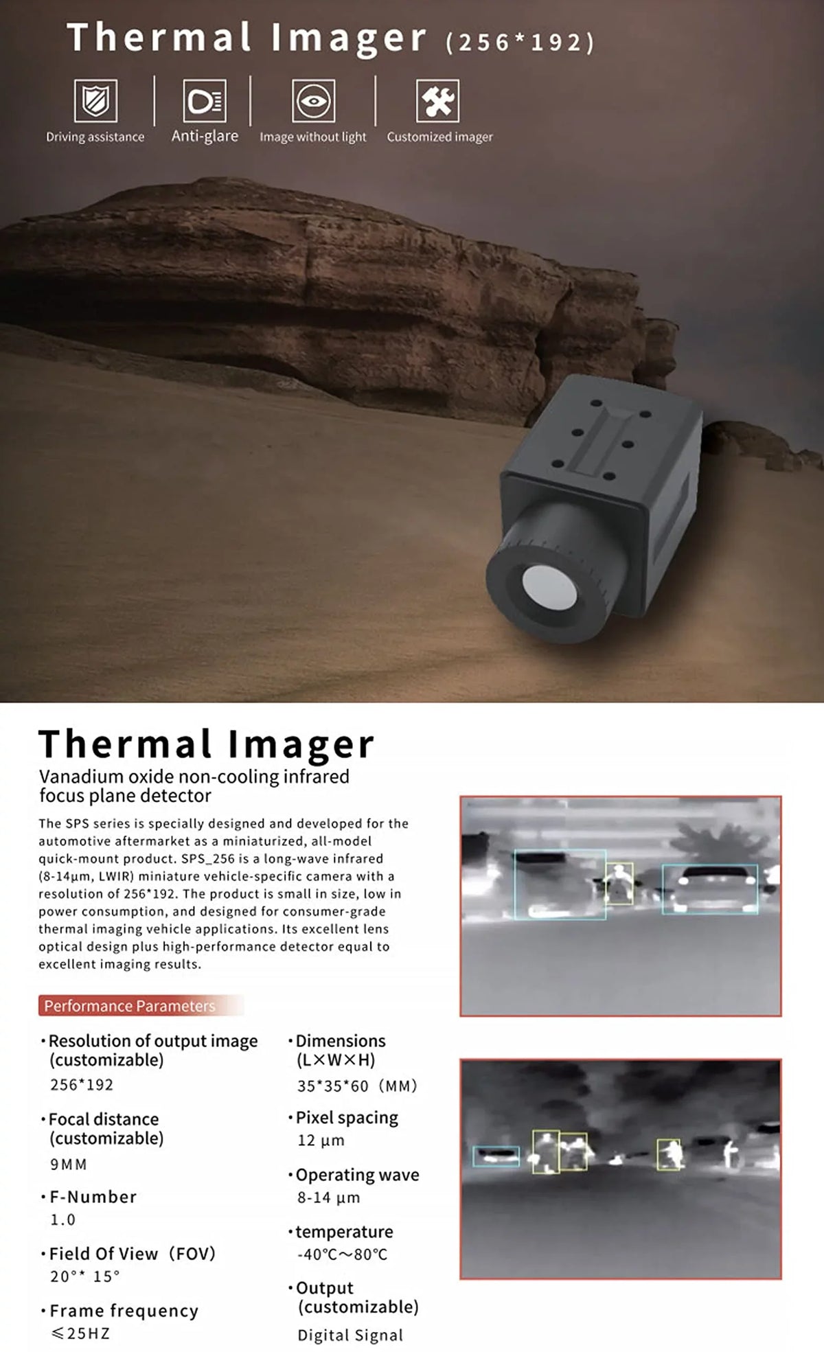 Car Night Vision IP67 Waterproof Avoid Obstacles System Driving Thermal Car Infrared Image Camera Auto Black Box Car Night Vision Camera for Cars