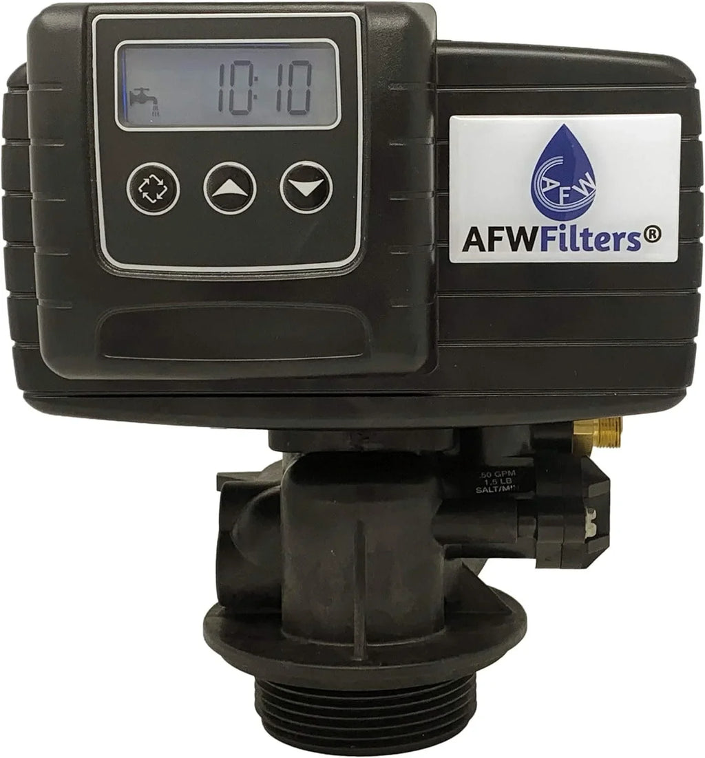 AFWFilters 2 cubic Foot 64k Whole Home moisture Softener with High Capacity Resin, 1" Stainless Steel FNPT Connection, and Blue Tanks