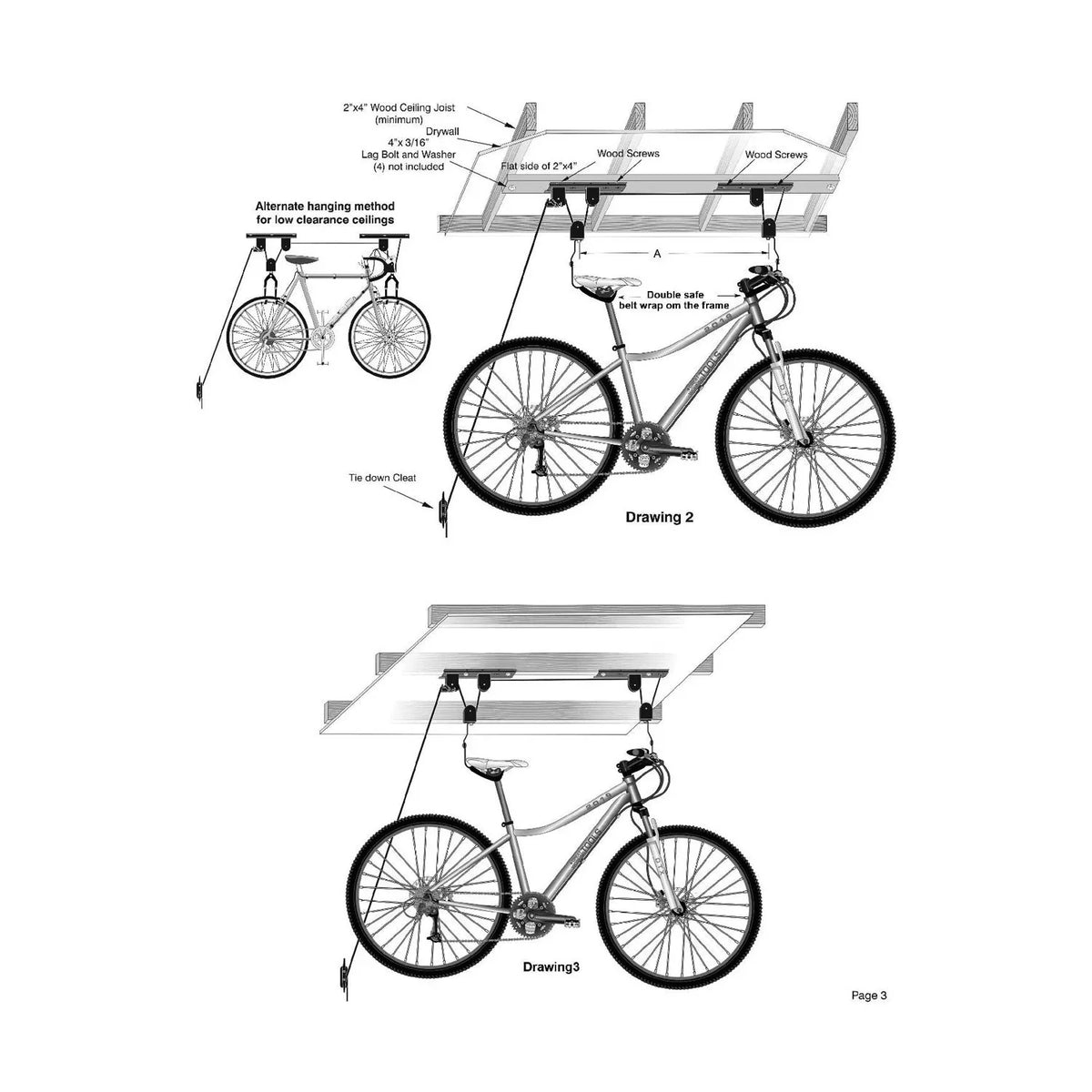 excellent WORKING TOOLS Bike Hoist for Garage Ceiling Mount Pulley System Bike Storage, 55 Lbs Limit, Set Of 2 Bike Hangers for Garage Storage