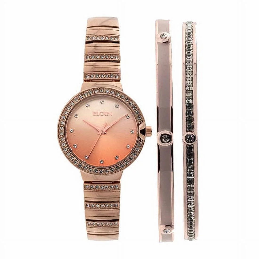 Elgin Adult Female Analog Watch and Bracelet 3pc Set in Rose Gold (EG160012RGST)