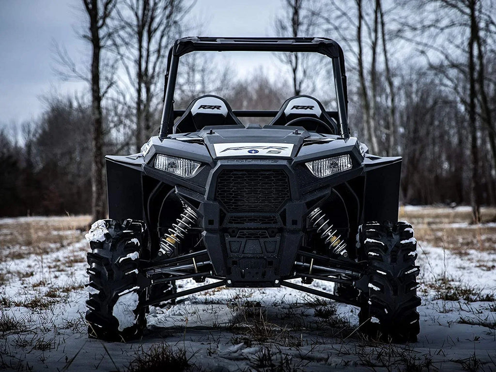 4" Stock|FF-P-RZR-001#ASIN. SuperATV Fender Flares Mud Guards for 2016|2020 Polaris RZR S 1000/2019|2020 RZR S4 1000|2 Front Flares, 2 Rear Flares|8.5" of Protection on Each Side vs