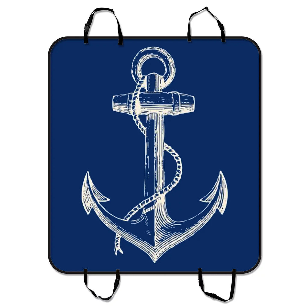 GCKG Blue Anchor Pet Car Seat protector,Nautical Navy Blue Anchor Pet Car Seat shield Dog Car Seat Mat Hammock Cargo Mat Trunk Mat For Cars Trucks and SUV 54x60 inches