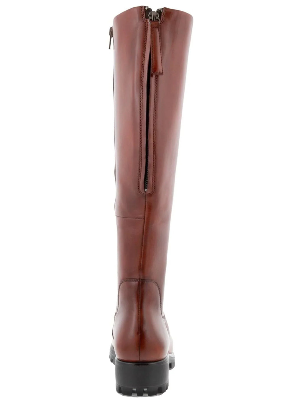 ECCO Womens Cognac Brown Back Zip For Calf Width Adjustment moisture protected Modtray Round Toe Block Heel Zip-Up Leather Boots Shoes 38