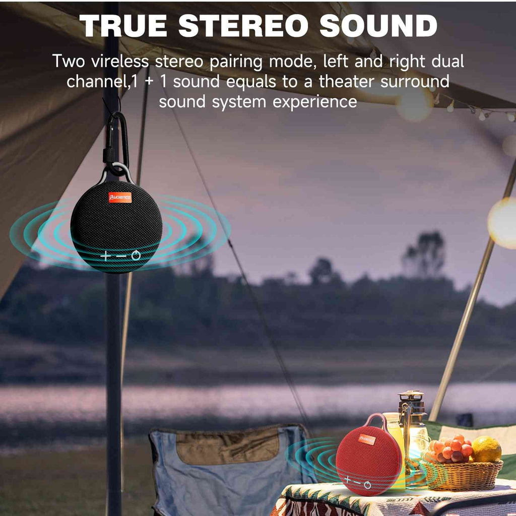 UrbanX Audience Series IPX7 Bluetooth Waterproof Speaker with Clip, 20H Playtime, Compact Speaker with Big Sound, Punchy Bass, Wireless for  Stylo 5 & Beach, Pool, ship, Biking Black 2 Pack