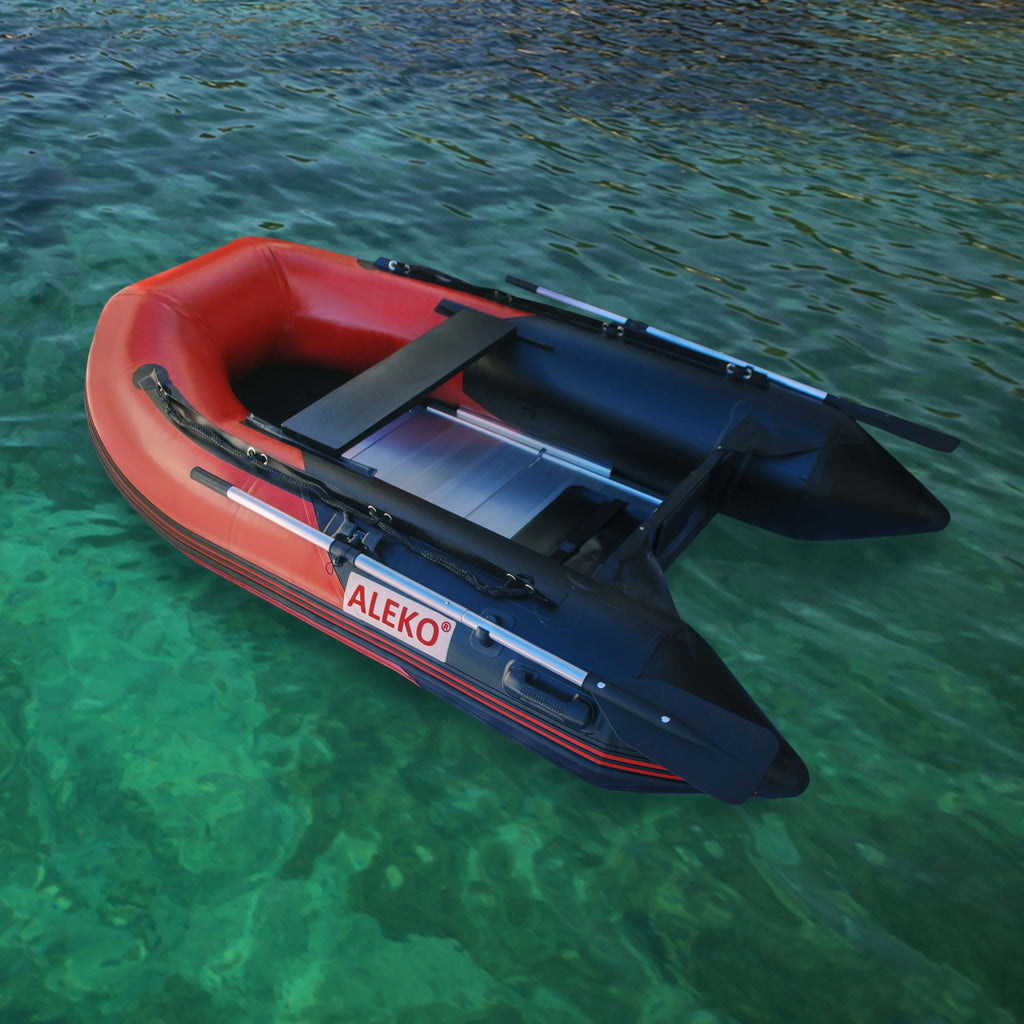 ALEKO BT250RBK Inflatable 8.4 feet 3 Person vessel with Aluminum Floor - Red and Black