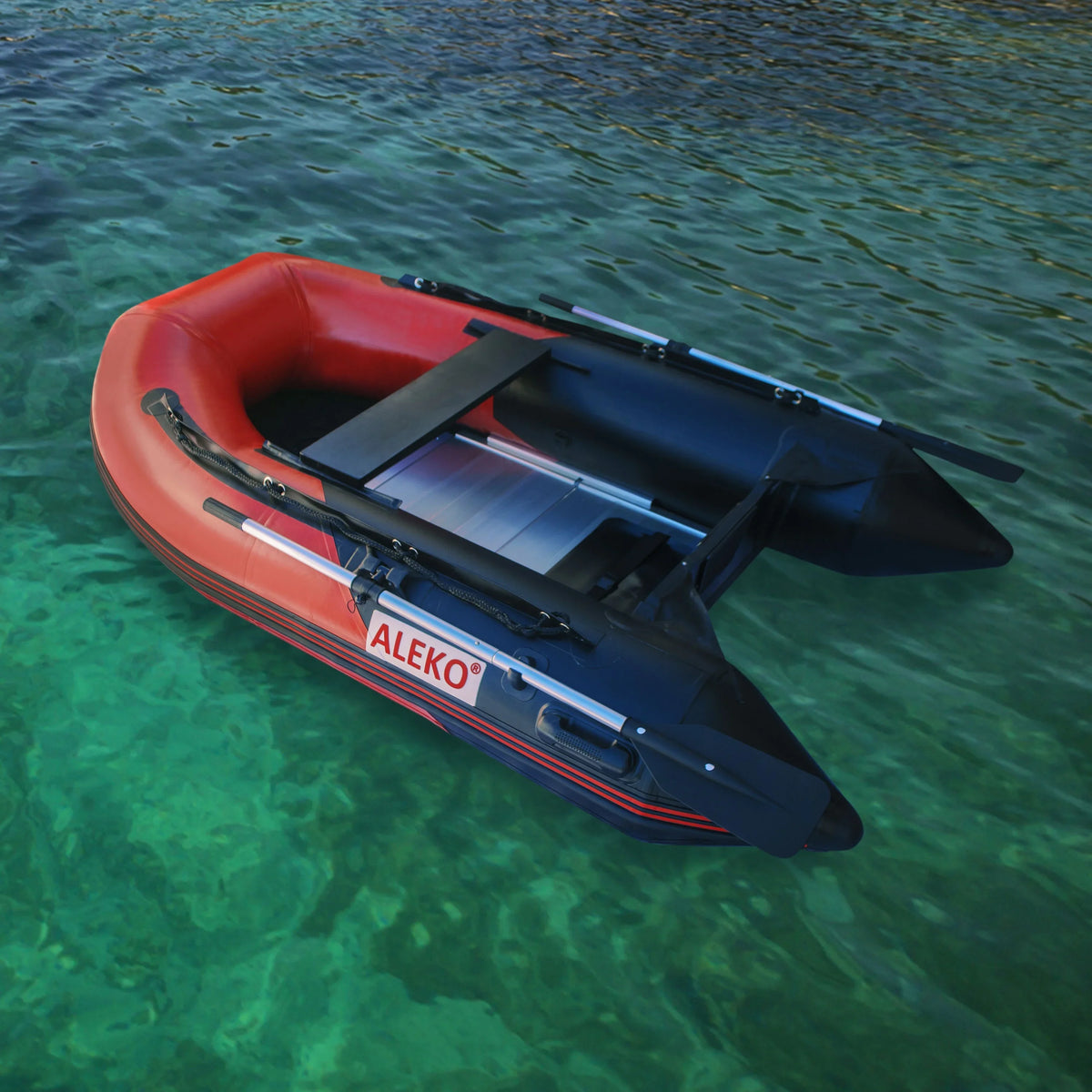 ALEKO BT250RBK Inflatable 8.4 feet 3 Person vessel with Aluminum Floor - Red and Black