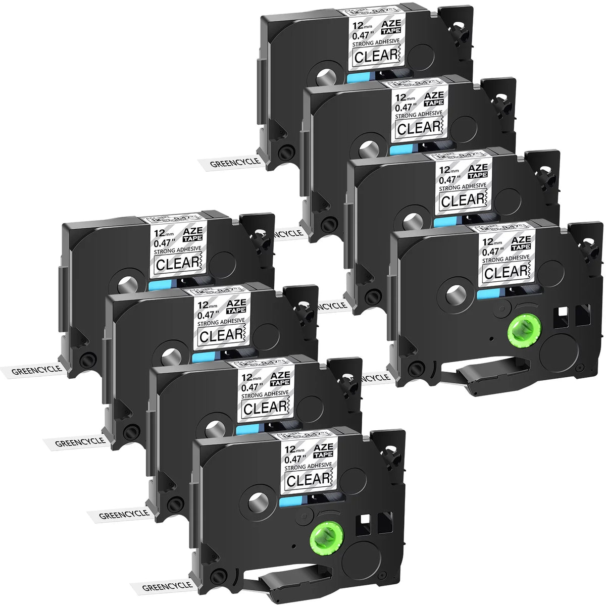 GREENCYCLE 8PK suitable for Brother P-touch Black on Clear 12mm TZ TZe TZe-S131 TZ-S131 TZ-131 TZe-131 Extra Strength Laminated Label Tape