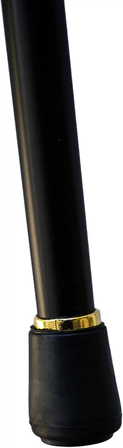 Walking Cane 37" High Masonic Cane with Alloy Metal Ball Shaped Handle, 2-Tone Compass & Square Logo Embossed On Top of The Handle, 2 Piece Dividable Shaft, Rubber Tip at Base