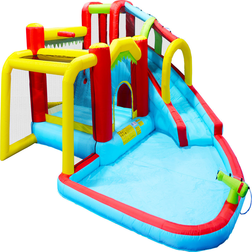 Inflatable liquid Slide,7 in 1 Bounce House with Slide,Climbing Wall, Splash Pool, Basketball Rim,Outdoor Backyard Fun Toys for Kid,Blower Included