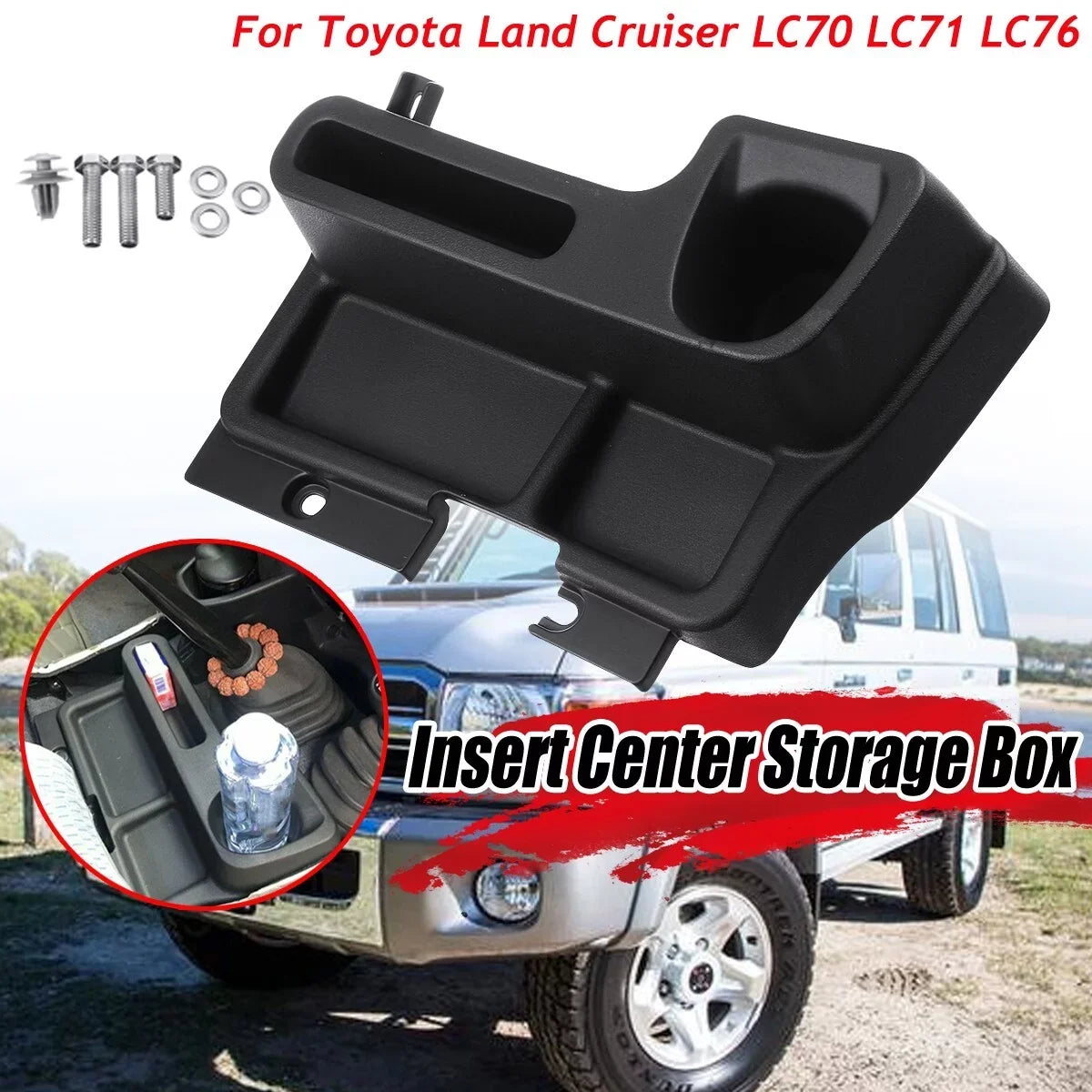 Car Center Console Organizer Box Replacement for  Land Cruiser LC70 LC71 LC76, Interior Centre Console Storage Box, Black