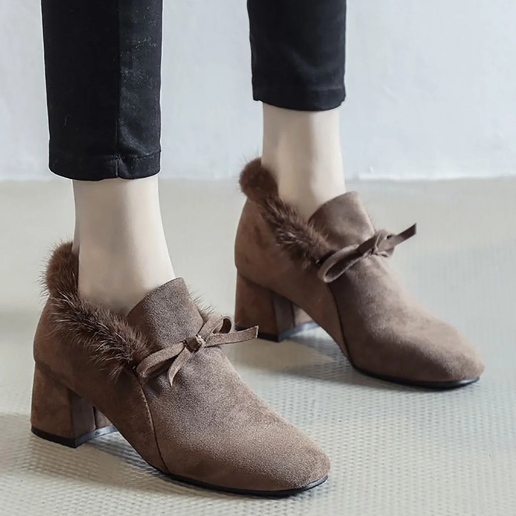 PMUYBHF Dress Shoes for Women 2023 Ladies Winter Flat Boots Warm Durable Walking Shoes Ankle Snow Shoes Platform Thick Plush