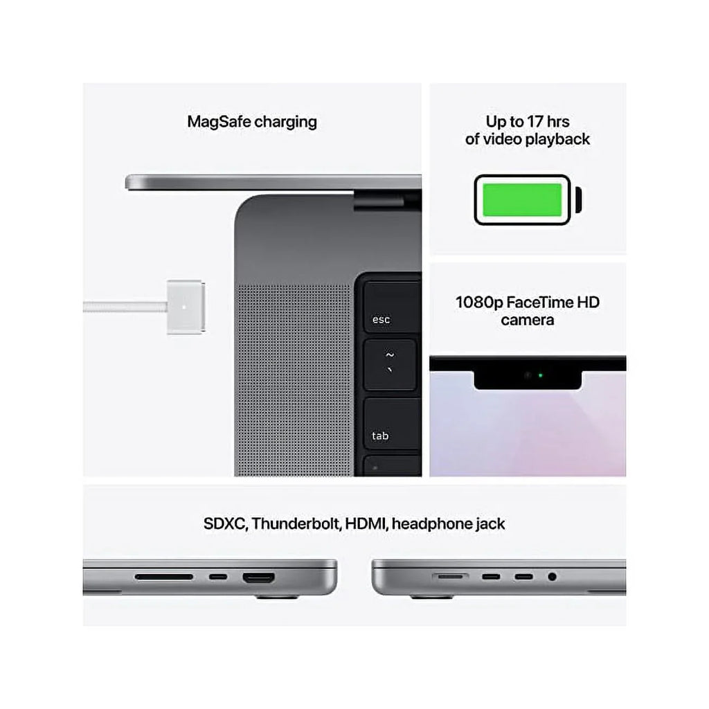 Restored  MacBook Pro (14-inch,  M1 Pro chip with 8 core CPU and 14 core GPU, 16GB RAM, 512GB SSD) - Space Gray (Refurbished)