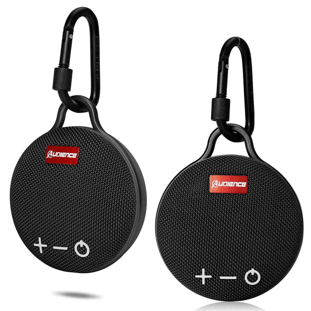 UrbanX Audience Series IPX7 Bluetooth Waterproof Speaker with Clip, 20H Playtime, Compact Speaker with Big Sound, Punchy Bass, Wireless for  Stylo 5 & Beach, Pool, ship, Biking Black 2 Pack