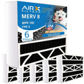 6 Pack. 16x20x4 Air Filter Odor Eliminator Carbon Filter MERV 8 Comparable to MPR 700 & FPR 5 AC HVAC Premium USA Made 16x20x4 Furnace Filters by AIRX FILTERS WICKED CLEAN AIR